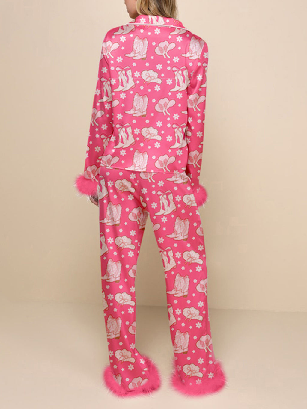 Women Christmas Pajamas Lounge Set Santa/Christmas Tree/Boots Print Shirts Tops And Pants 2 Piece Loungewear Outfits