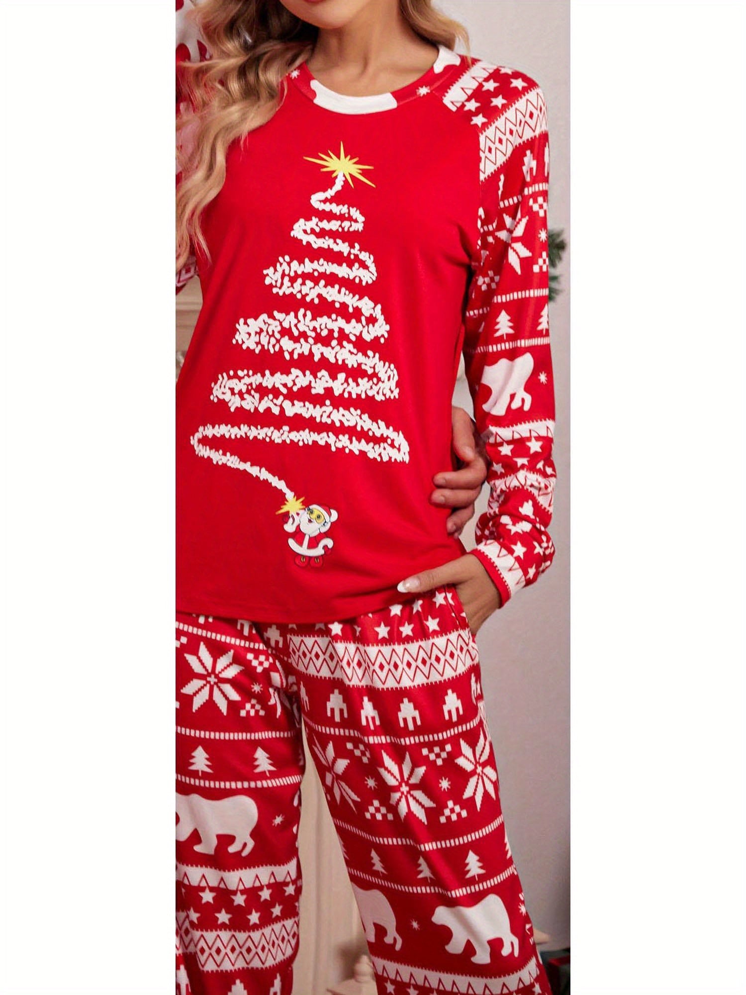 Christmas Pajamas for Family  Matching Sets Classic Plaid Xmas Soft Holiday Sleepwear  long pajama pants for women  wide leg lounge set family matching christmas pajamas Halloween house wear