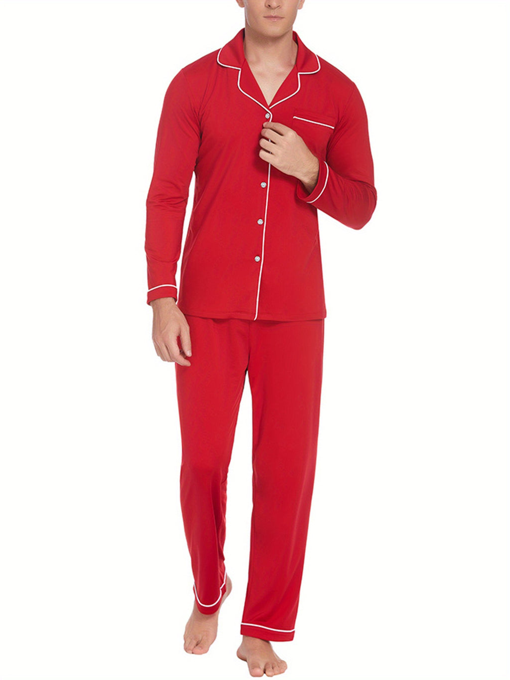 Christmas Family Matching Pajamas Mens Long Sleeve Button Pj Set Festival Party Sleepwear Christmas Pajamas for Family Matching Sets Classic Plaid Xmas Soft Holiday Sleepwear casual sets 2pcs comfy pajamas set vacation outfit