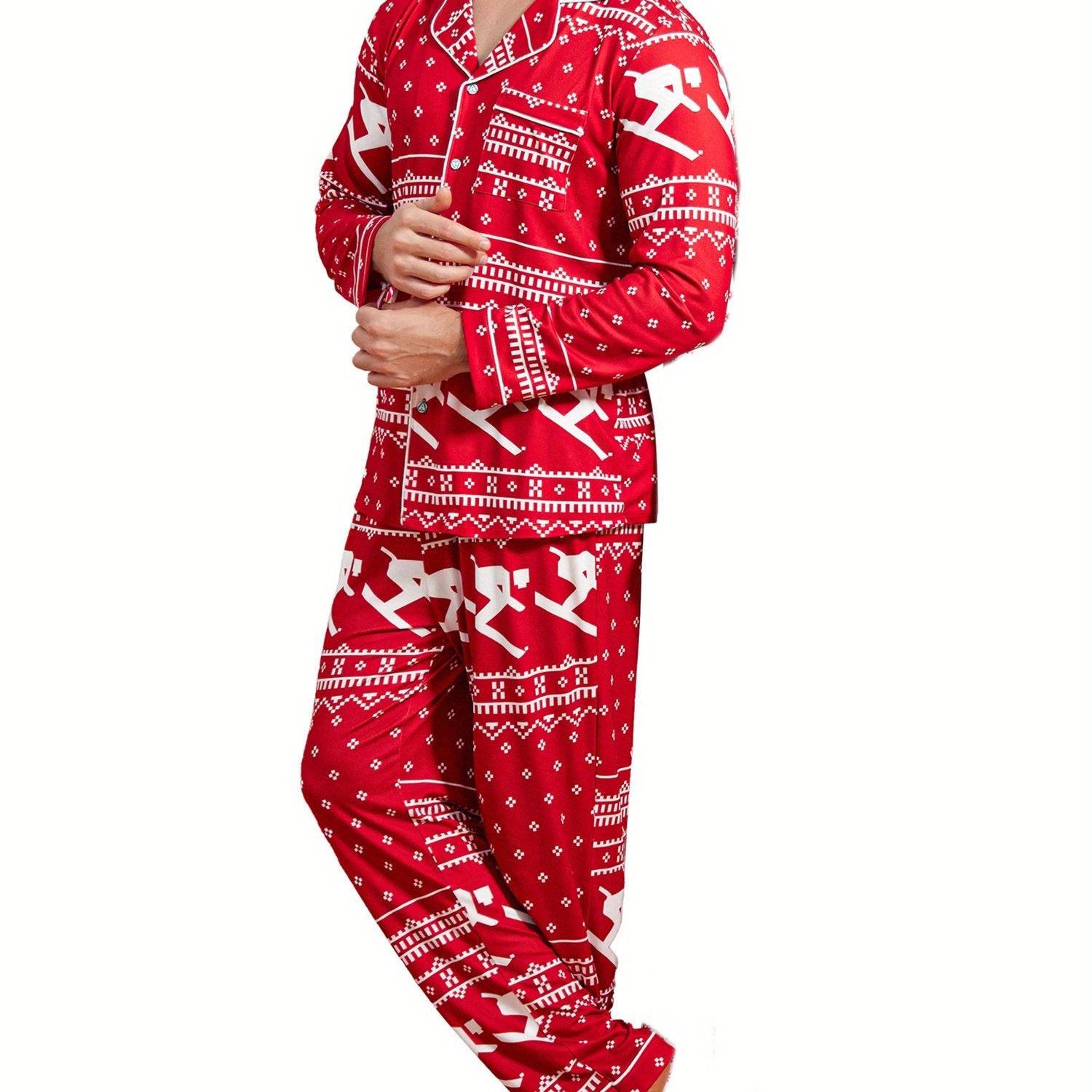 Mens Couple pajamas Festival Party Sleepwear Christmas Pajamas for Family Matching Sets Classic Plaid Xmas Soft Holiday Sleepwear 2pcs Long Sleeve Button Pj Set casual sets comfy pajamas set vacation outfits Christmas Family