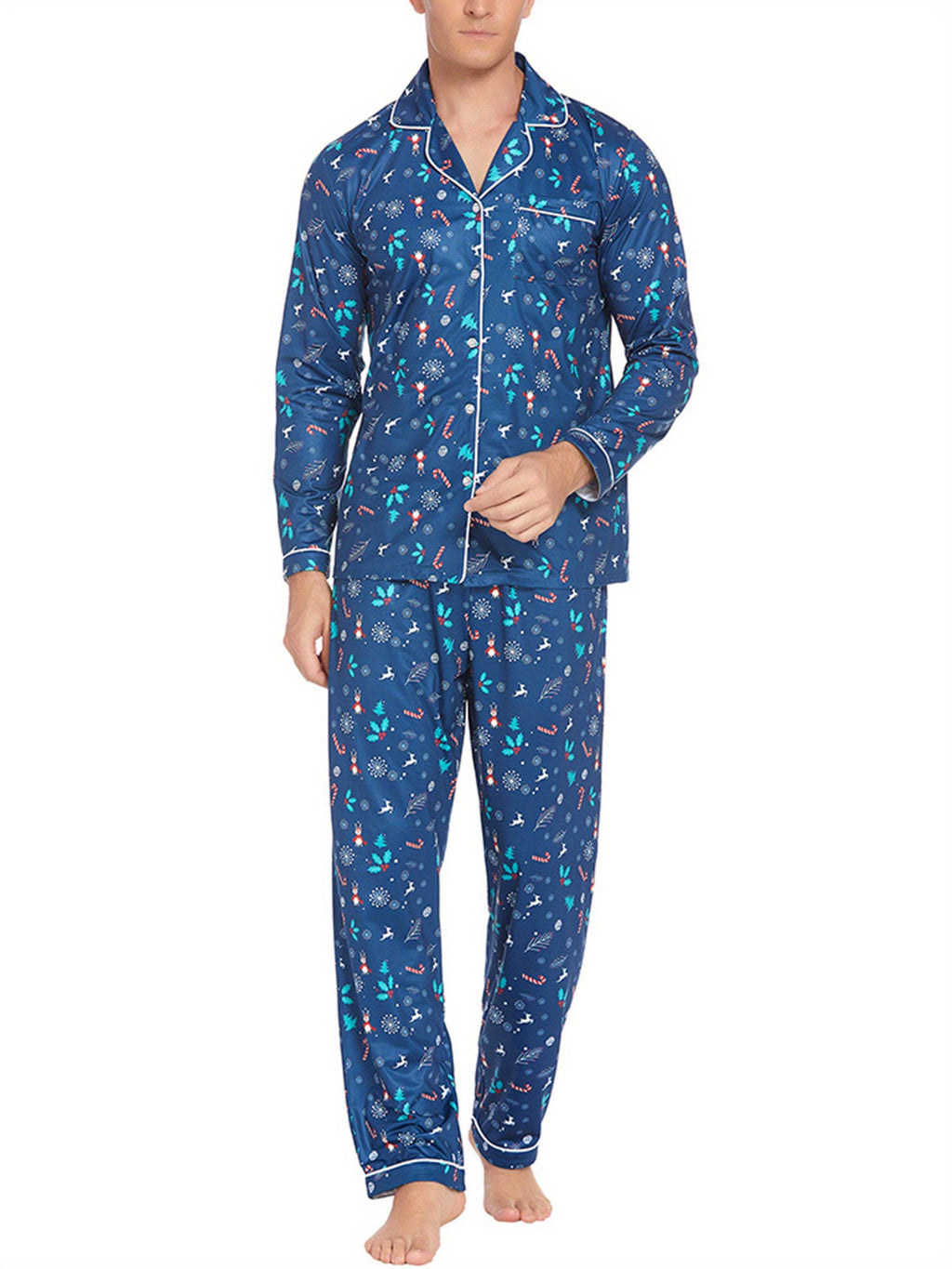 Christmas Family Matching Pajamas Mens Long Sleeve Button Pj Set Festival Party Sleepwear Christmas Pajamas for Family Matching Sets Classic Plaid Xmas Soft Holiday Sleepwear casual sets 2pcs comfy pajamas set vacation outfit