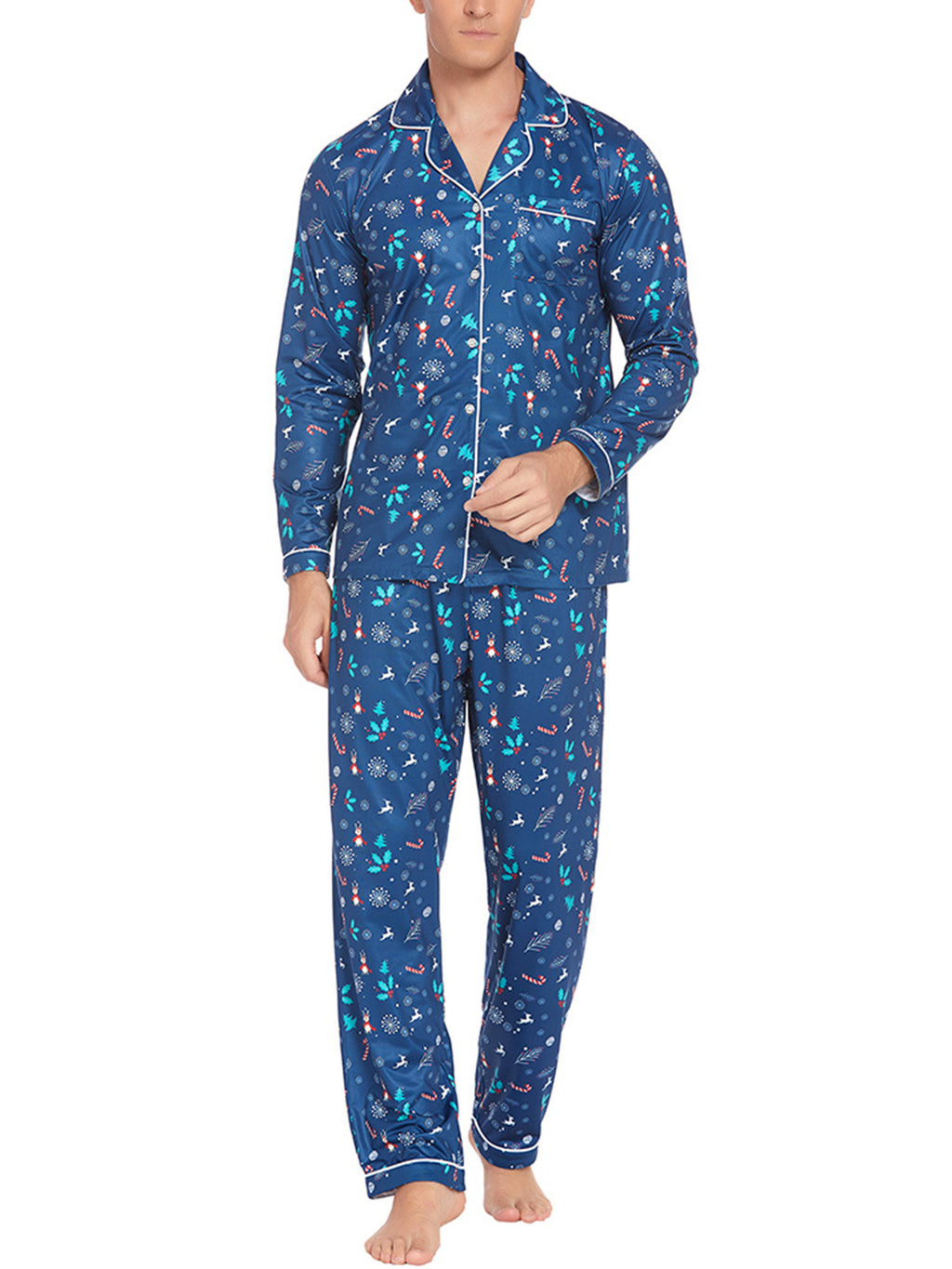 Mens Couple pajamas Festival Party Sleepwear Christmas Pajamas for Family Matching Sets Classic Plaid Xmas Soft Holiday Sleepwear 2pcs Long Sleeve Button Pj Set casual sets comfy pajamas set vacation outfits Christmas Family