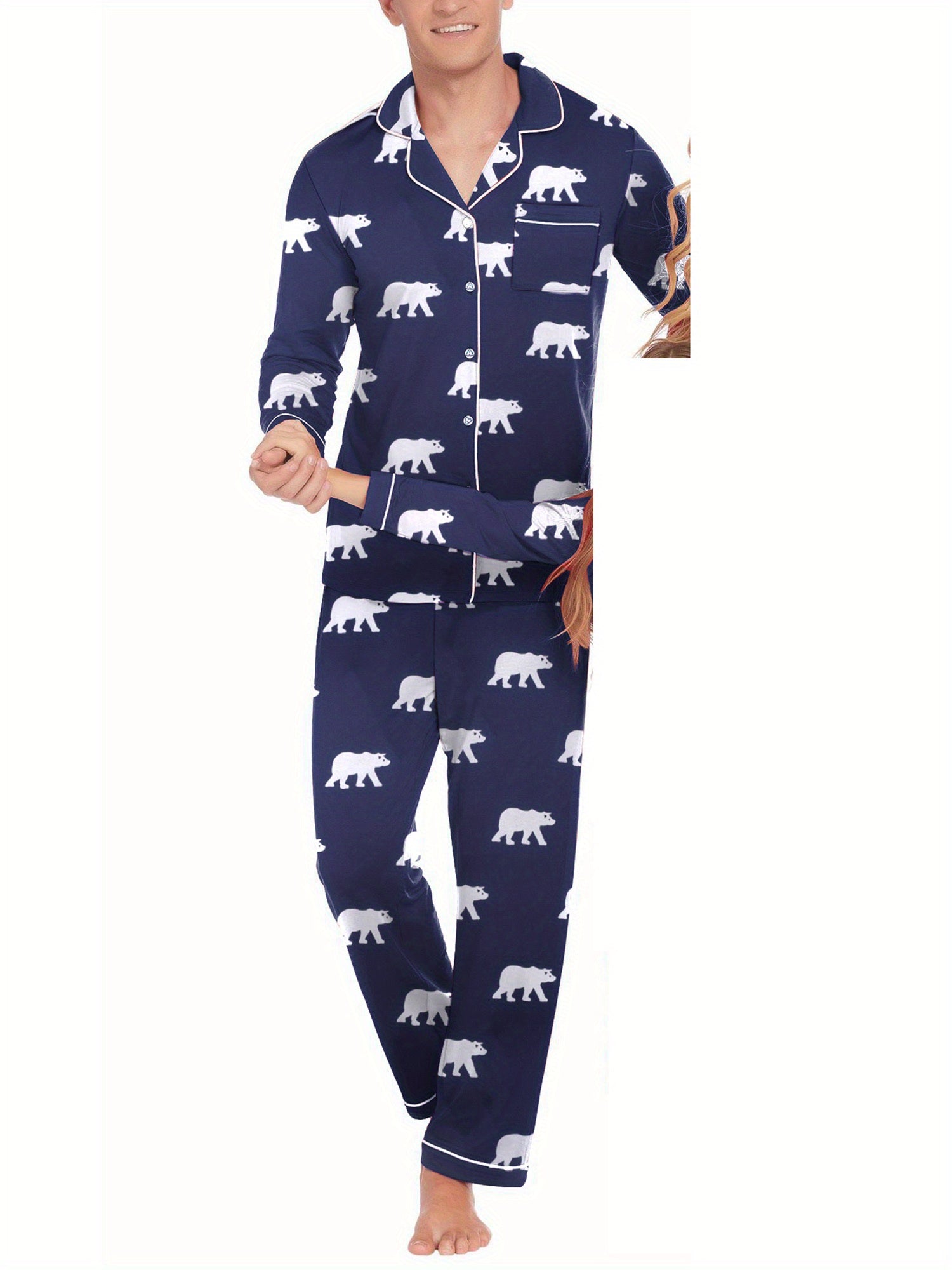 Mens Couple pajamas Festival Party Sleepwear Christmas Pajamas for Family Matching Sets Classic Plaid Xmas Soft Holiday Sleepwear 2pcs Long Sleeve Button Pj Set casual sets comfy pajamas set vacation outfits Christmas Family