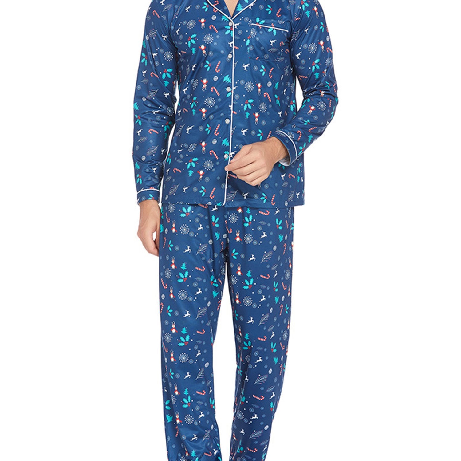 Mens Couple pajamas Festival Party Sleepwear Christmas Pajamas for Family Matching Sets Classic Plaid Xmas Soft Holiday Sleepwear 2pcs Long Sleeve Button Pj Set casual sets comfy pajamas set vacation outfits Christmas Family