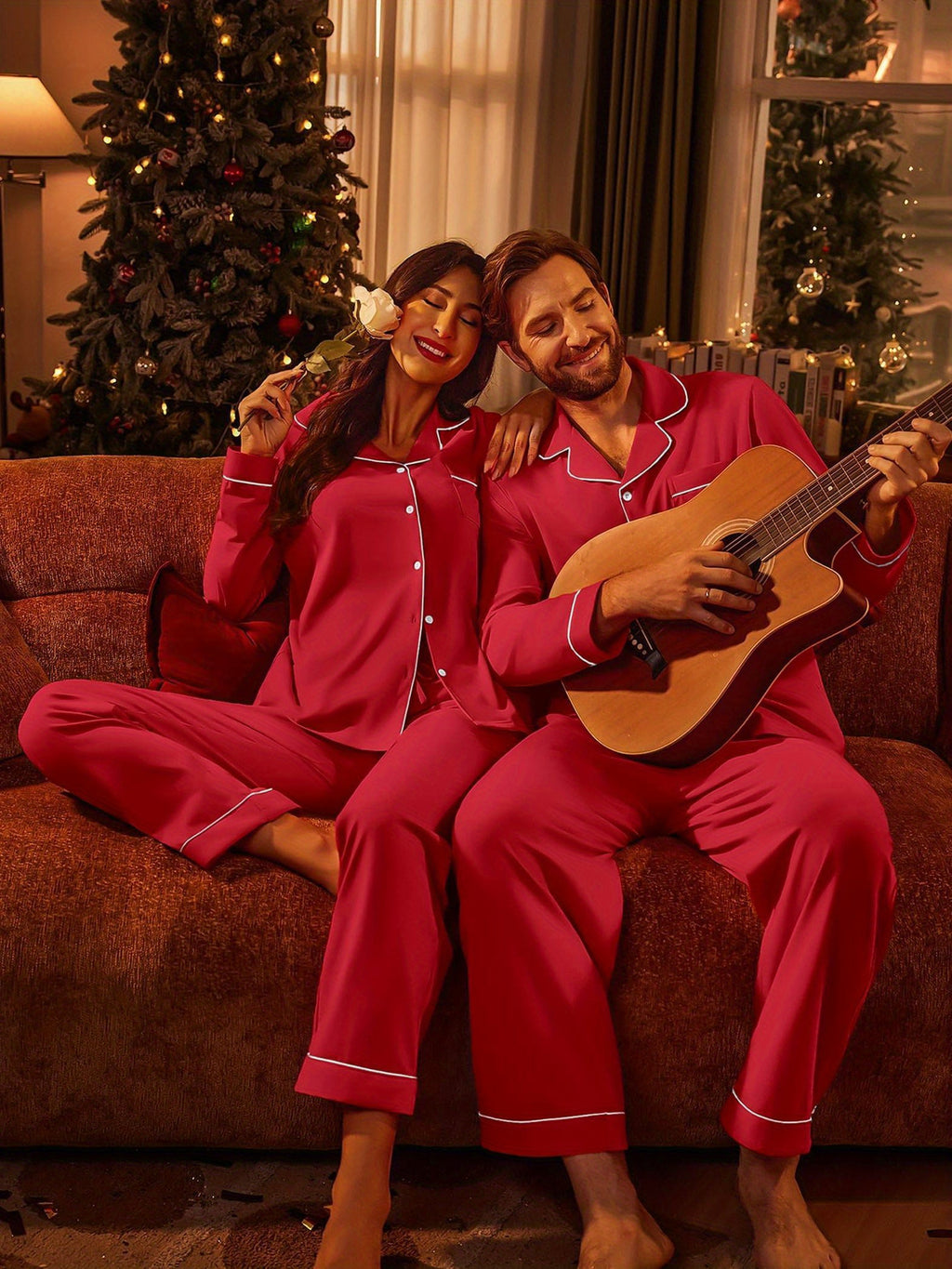 Womens Couple vacation Matching Pajamas 100% Long Sleeve Sleepwear Button Loungewear Pjs Set S-XXL, Summer Pajamas, Padded Nightwear For Women, Modal Pajamas Women, Womens Pyjama, Christmas Pajamas Women, Cat Pajamas For Wome