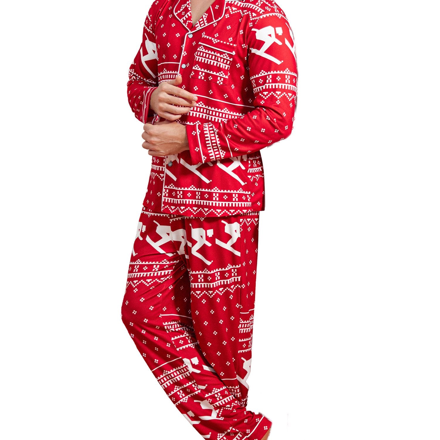 Christmas Family Matching Pajamas Mens Long Sleeve Button Pj Set Festival Party Sleepwear Christmas Pajamas for Family Matching Sets Classic Plaid Xmas Soft Holiday Sleepwear casual sets 2pcs comfy pajamas set vacation outfit