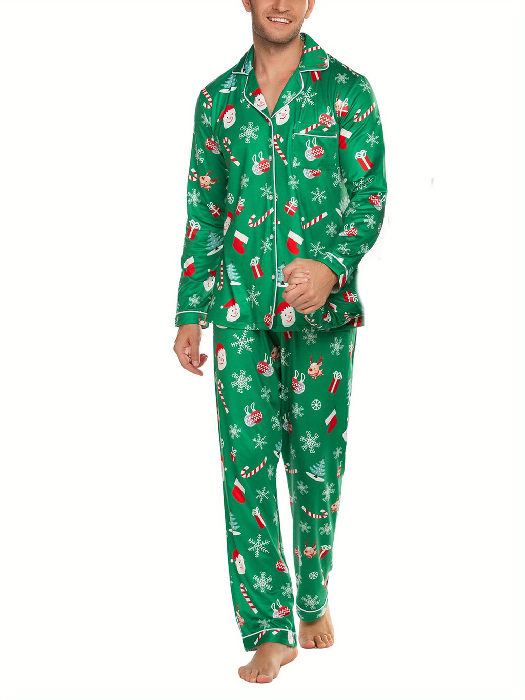 Christmas Family Matching Pajamas Mens Long Sleeve Button Pj Set Festival Party Sleepwear Christmas Pajamas for Family Matching Sets Classic Plaid Xmas Soft Holiday Sleepwear casual sets 2pcs comfy pajamas set vacation outfit