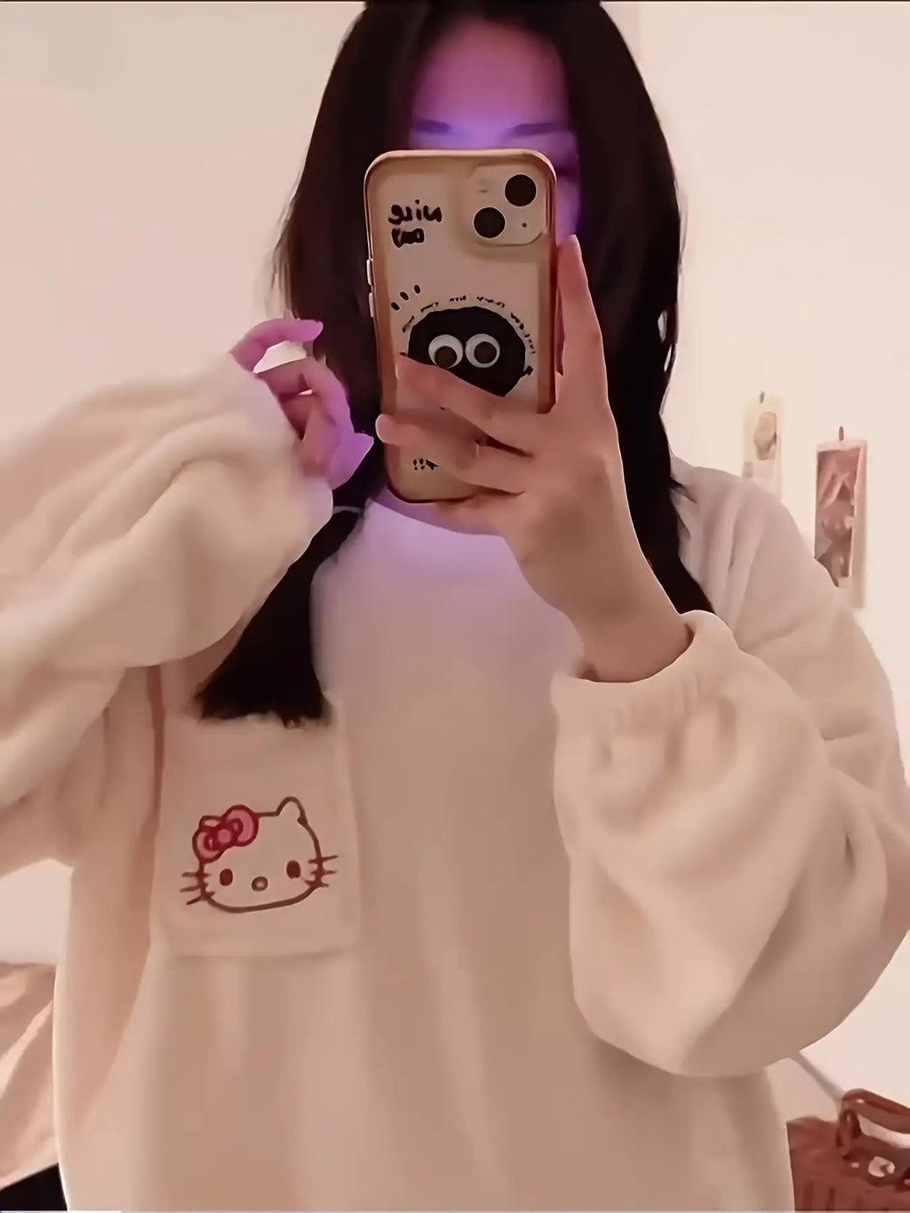 Y2K Sanrio Genuine Hello Kitty Winter Warm Fleece Pajamas Set Style Home Clothes Set Soft And Warm, Christmas Pajamas Women, Cat Pajamas for Women