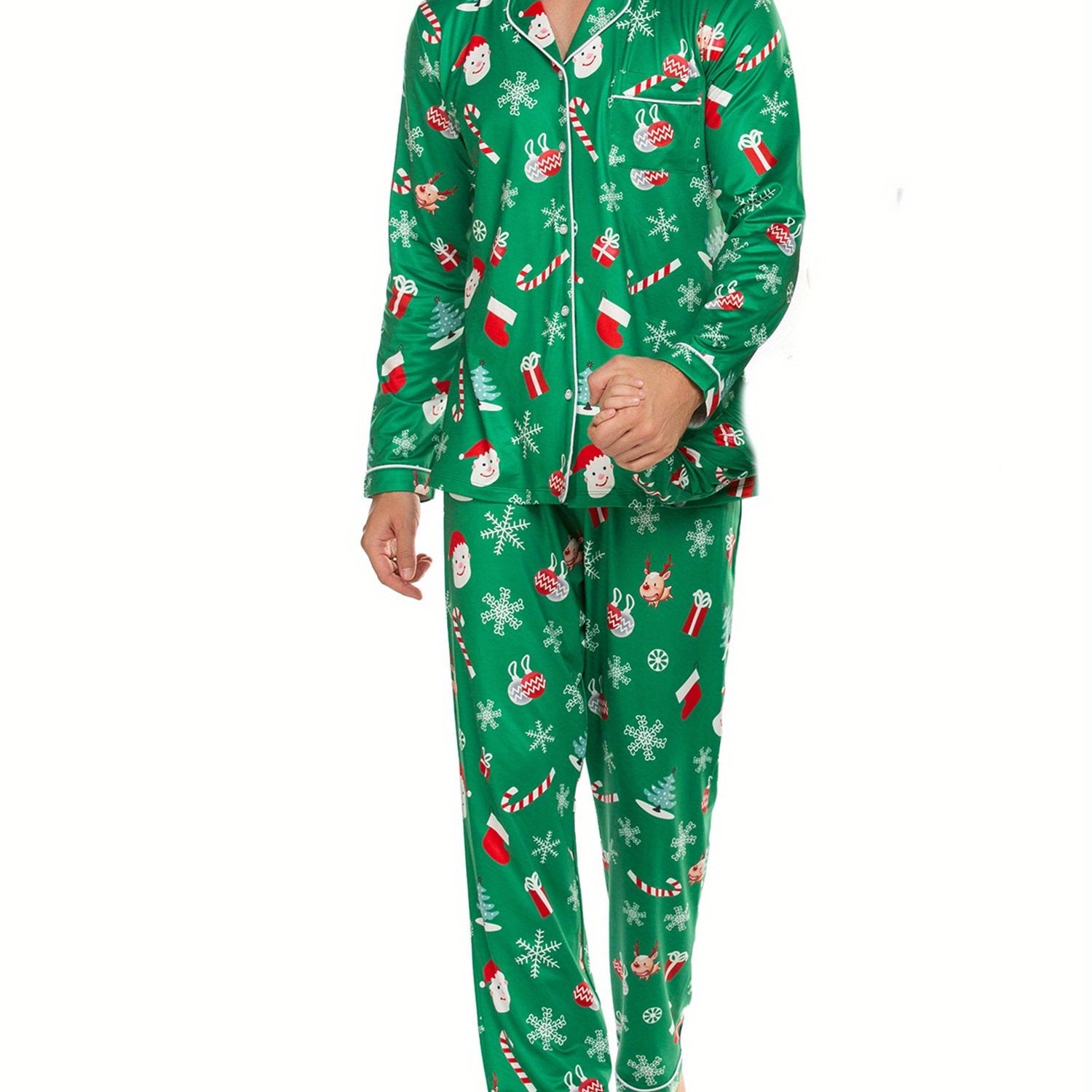 Christmas Family Matching Pajamas Mens Long Sleeve Button Pj Set Festival Party Sleepwear Christmas Pajamas for Family Matching Sets Classic Plaid Xmas Soft Holiday Sleepwear casual sets 2pcs comfy pajamas set vacation outfit