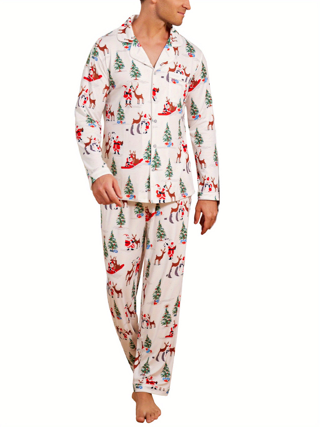 Mens Couple pajamas Festival Party Sleepwear Christmas Pajamas for Family Matching Sets Classic Plaid Xmas Soft Holiday Sleepwear 2pcs Long Sleeve Button Pj Set casual sets comfy pajamas set vacation outfits Christmas Family