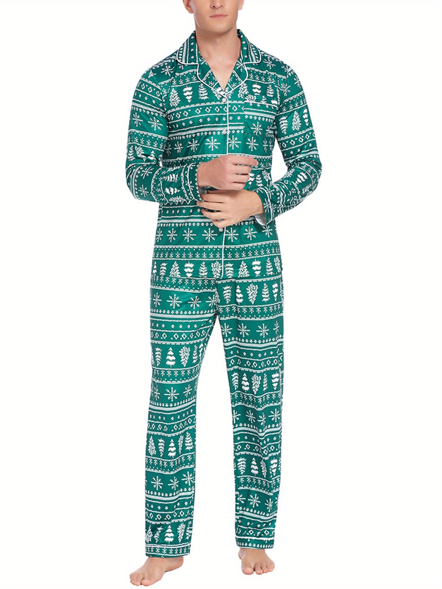 Mens Couple pajamas Festival Party Sleepwear Christmas Pajamas for Family Matching Sets Classic Plaid Xmas Soft Holiday Sleepwear 2pcs Long Sleeve Button Pj Set casual sets comfy pajamas set vacation outfits Christmas Family