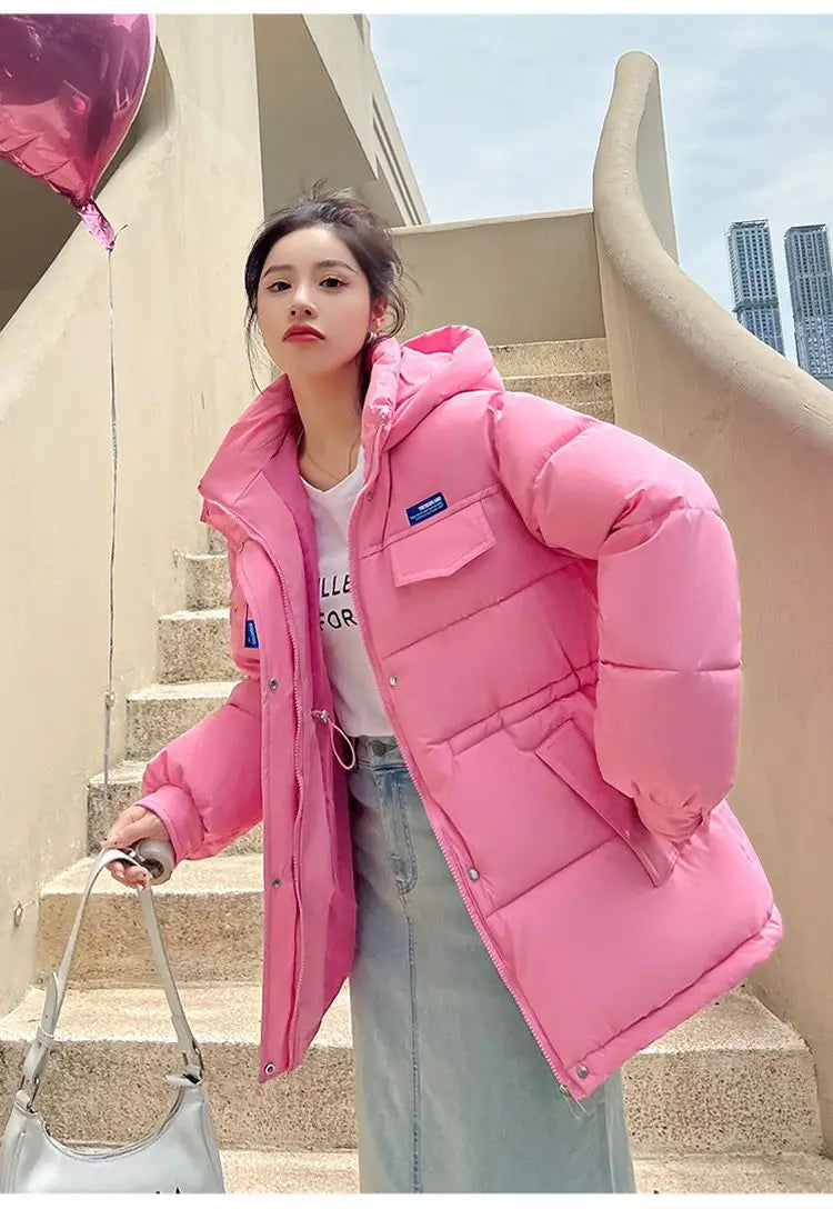 New Winter Women Down Cotton Jackets Casual Oversized Parkas Thick Warm Hooded Pattern Coats Female Winter Outwear Sports Parkas