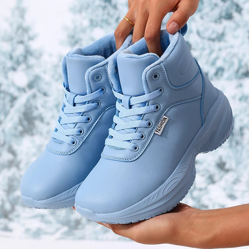 Winter Warm Barefoot Shoes for Women Wide Toe Box Ankle Boots New Artificial Leather Platform Thick Sole Non Slip Outdoor Shoes