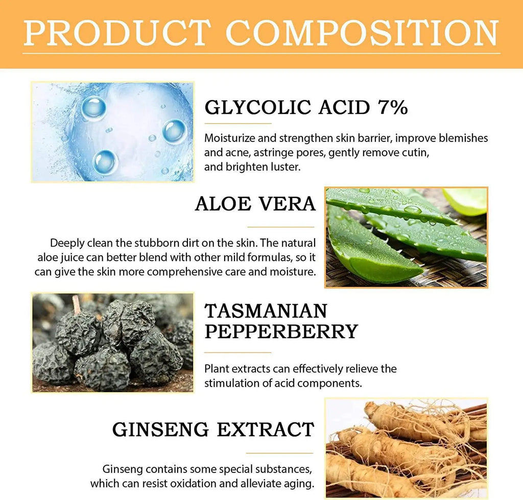 100ml Glycolic Acid 7% Toning Solution To Remove Acne and Moisturize Skin Rejuvenating Lotion