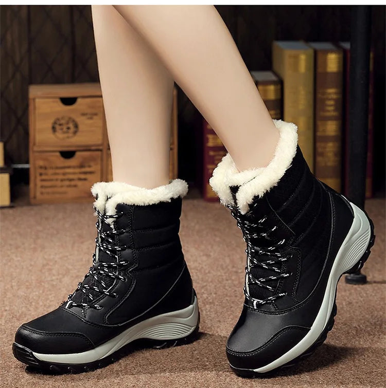 Boots Heels Winter Boots Women Lightweight Snow Boots Fur Combat Platform Botas Mujer Ankle Footwear Short Winter Shoes Woman