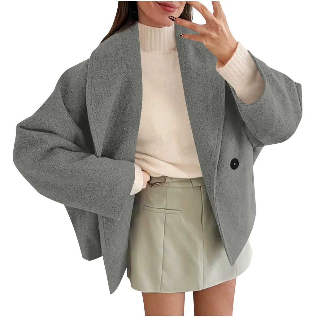 Female Winter Trendy Jackets Simple Solid Color With Button Casual Thermal Coat Women Soft Comfortable Daily Graceful Overcoat