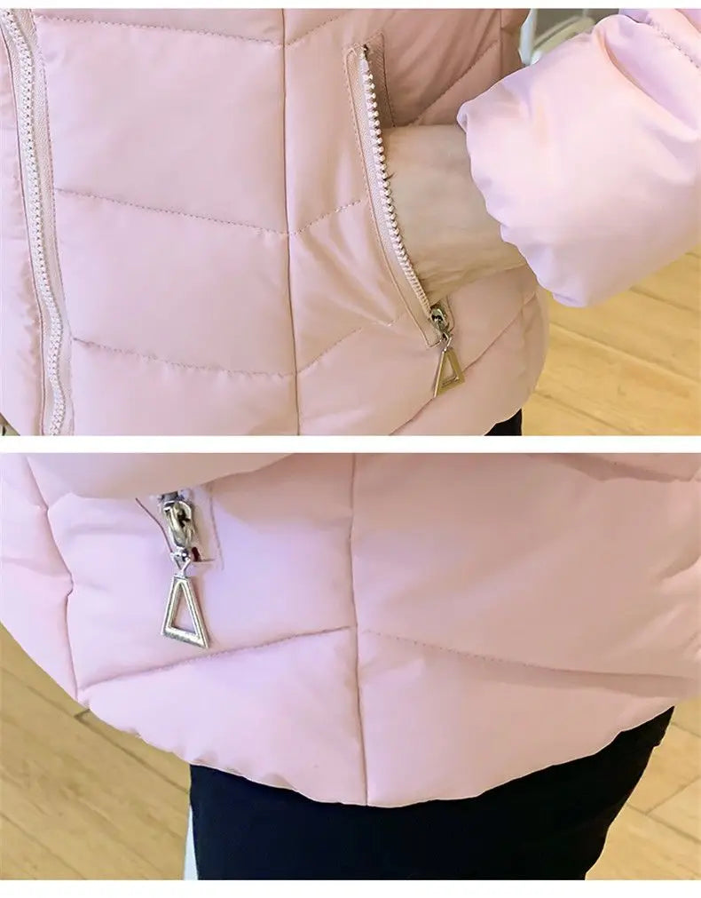 Fashion Winter Jacket Women 2025 New Korean Big Fur Collar Hooded Thick Down Parkas Female Short Coat Slim Warm Outerwear R047