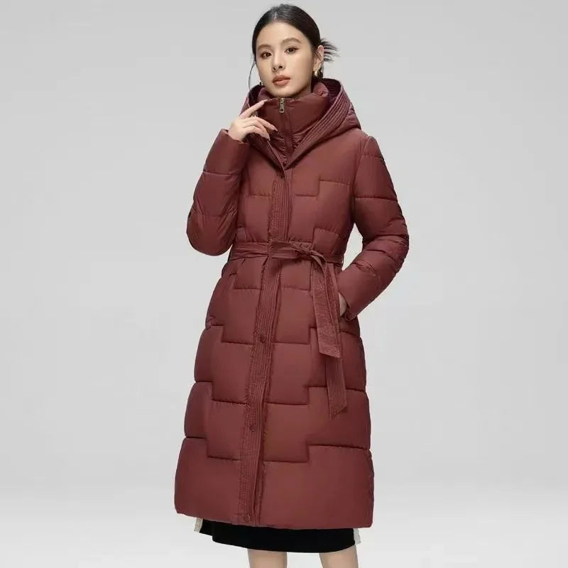 Long Winter Down Cotton Jacket For Women Winter Coat Jacket Warm Down Cotton Parkas 2025 New Female Slim Women's Hooded Overcoat