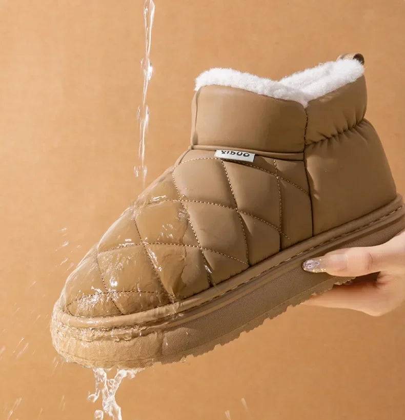 Winter Thick-Soled Slippers for Women Fashion Waterproof Snow Boots Indoor Outdoor Non-Slip Warm High-Top Cotton Shoes