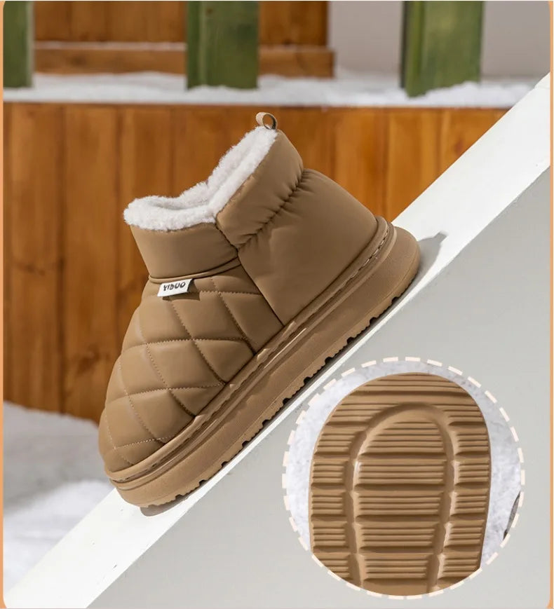 Winter Thick-Soled Slippers for Women Fashion Waterproof Snow Boots Indoor Outdoor Non-Slip Warm High-Top Cotton Shoes