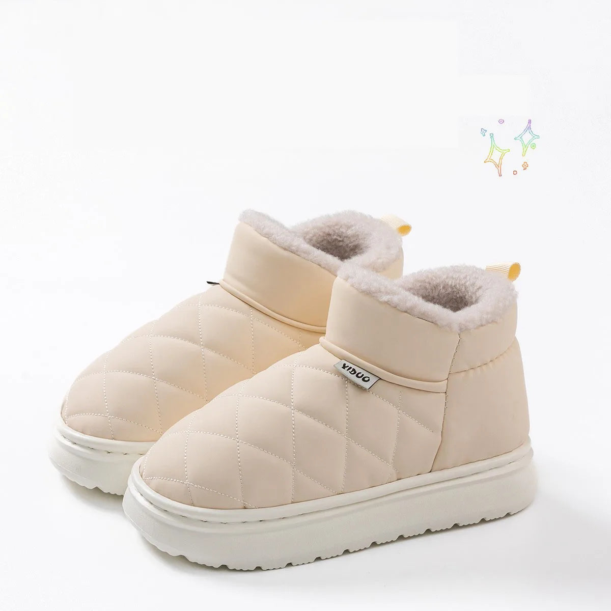 Winter Thick-Soled Slippers for Women Fashion Waterproof Snow Boots Indoor Outdoor Non-Slip Warm High-Top Cotton Shoes