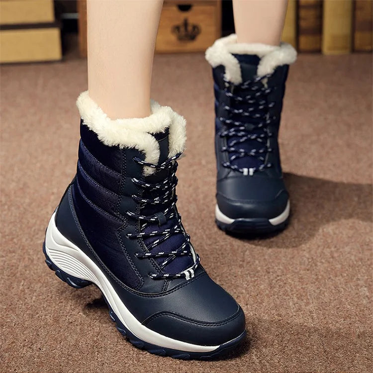 Boots Heels Winter Boots Women Lightweight Snow Boots Fur Combat Platform Botas Mujer Ankle Footwear Short Winter Shoes Woman
