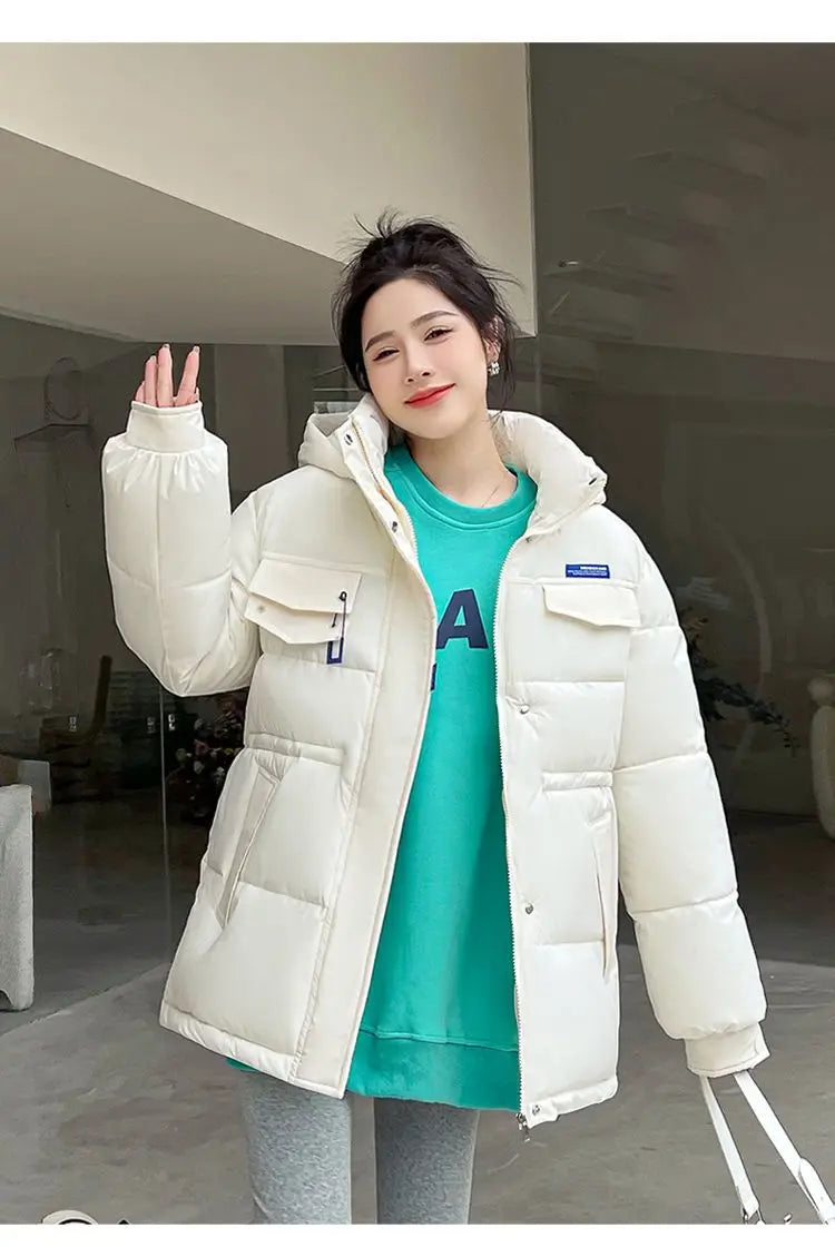 New Winter Women Down Cotton Jackets Casual Oversized Parkas Thick Warm Hooded Pattern Coats Female Winter Outwear Sports Parkas