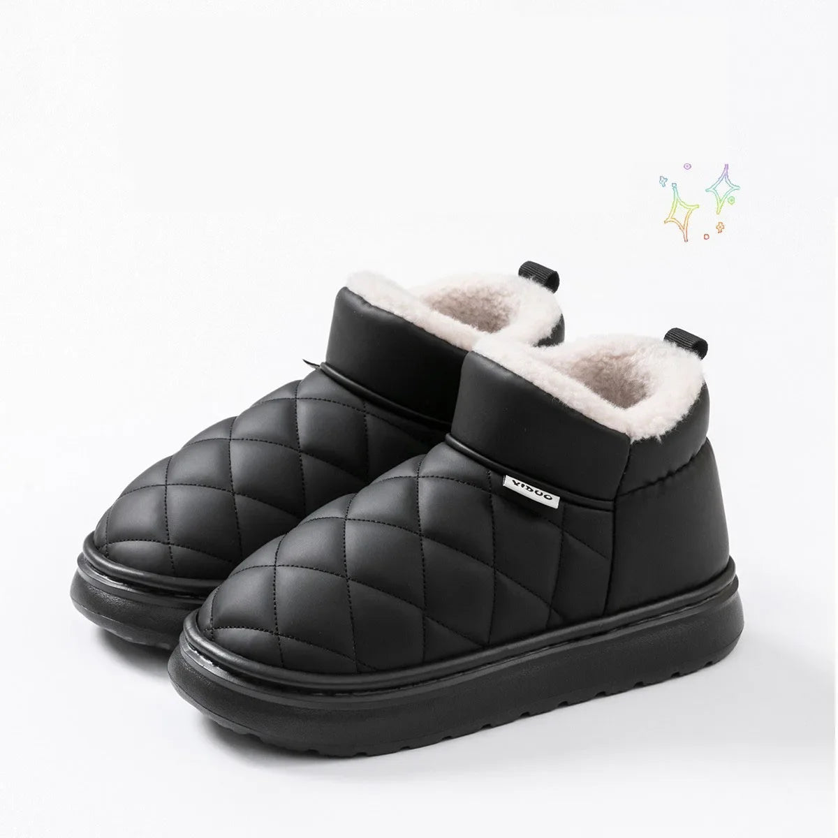 Winter Thick-Soled Slippers for Women Fashion Waterproof Snow Boots Indoor Outdoor Non-Slip Warm High-Top Cotton Shoes