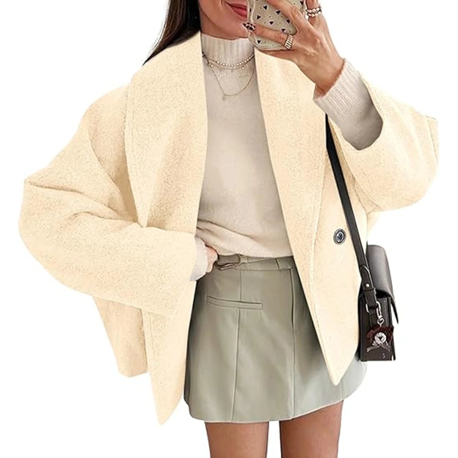 Female Winter Trendy Jackets Simple Solid Color With Button Casual Thermal Coat Women Soft Comfortable Daily Graceful Overcoat