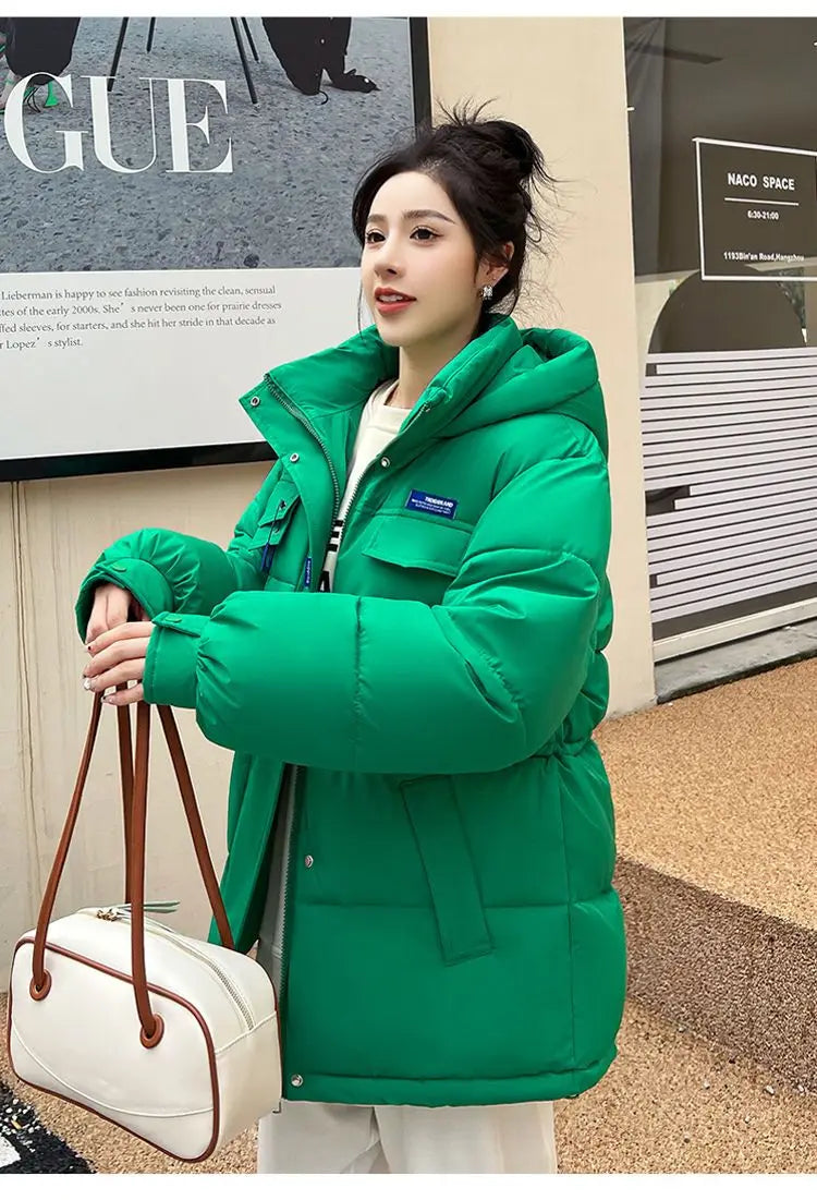 New Winter Women Down Cotton Jackets Casual Oversized Parkas Thick Warm Hooded Pattern Coats Female Winter Outwear Sports Parkas