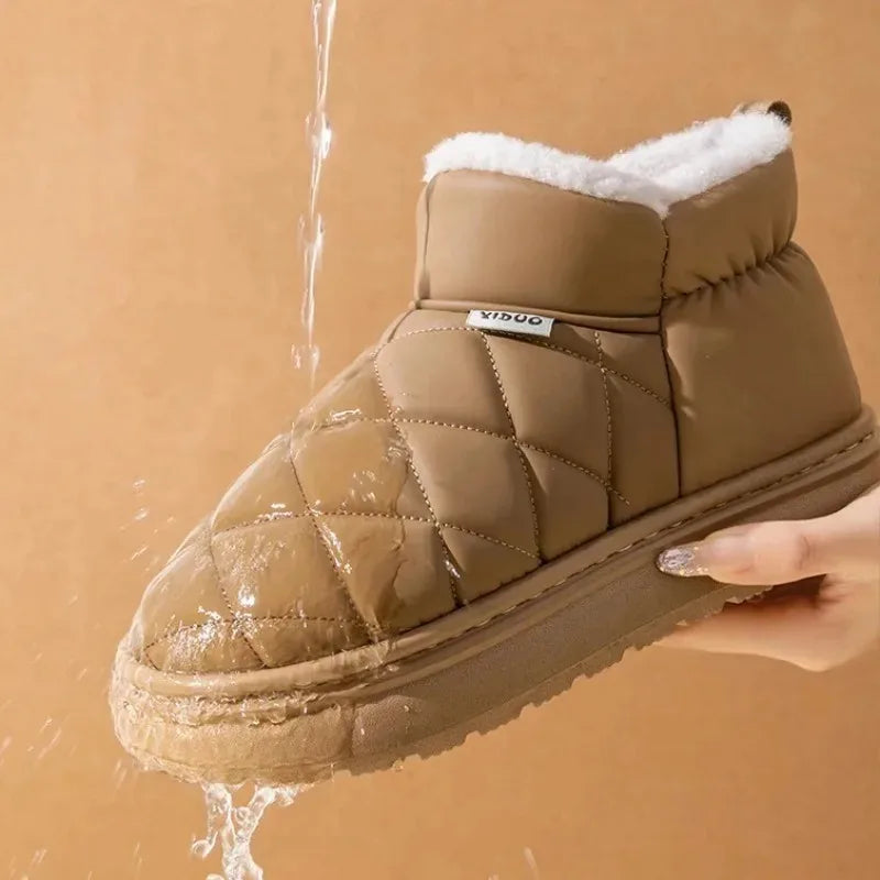 Winter Thick-Soled Slippers for Women Fashion Waterproof Snow Boots Indoor Outdoor Non-Slip Warm High-Top Cotton Shoes