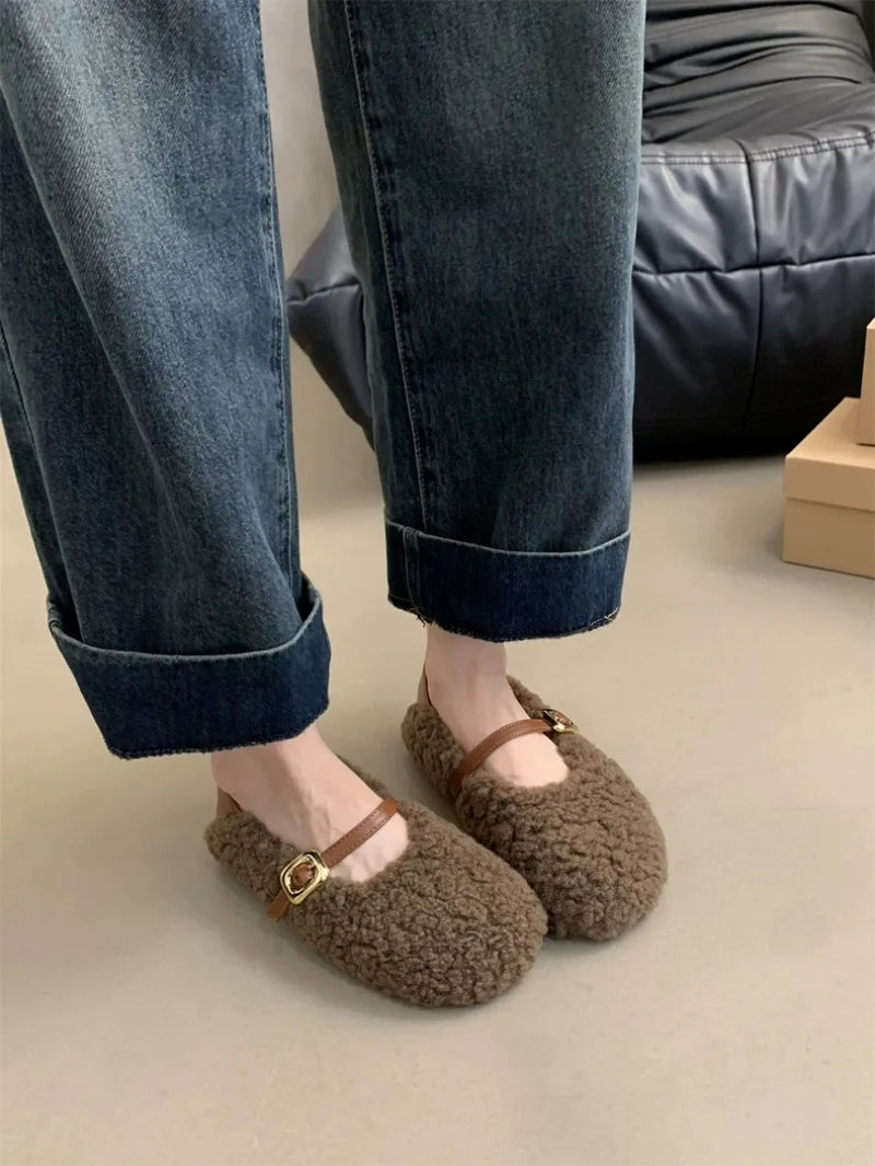 Winter Shoes Women Round Toe Slip-on Female Footwear Loafers Fur Casual Sneaker Autumn Modis Slip on Dress Moccasin New Fall