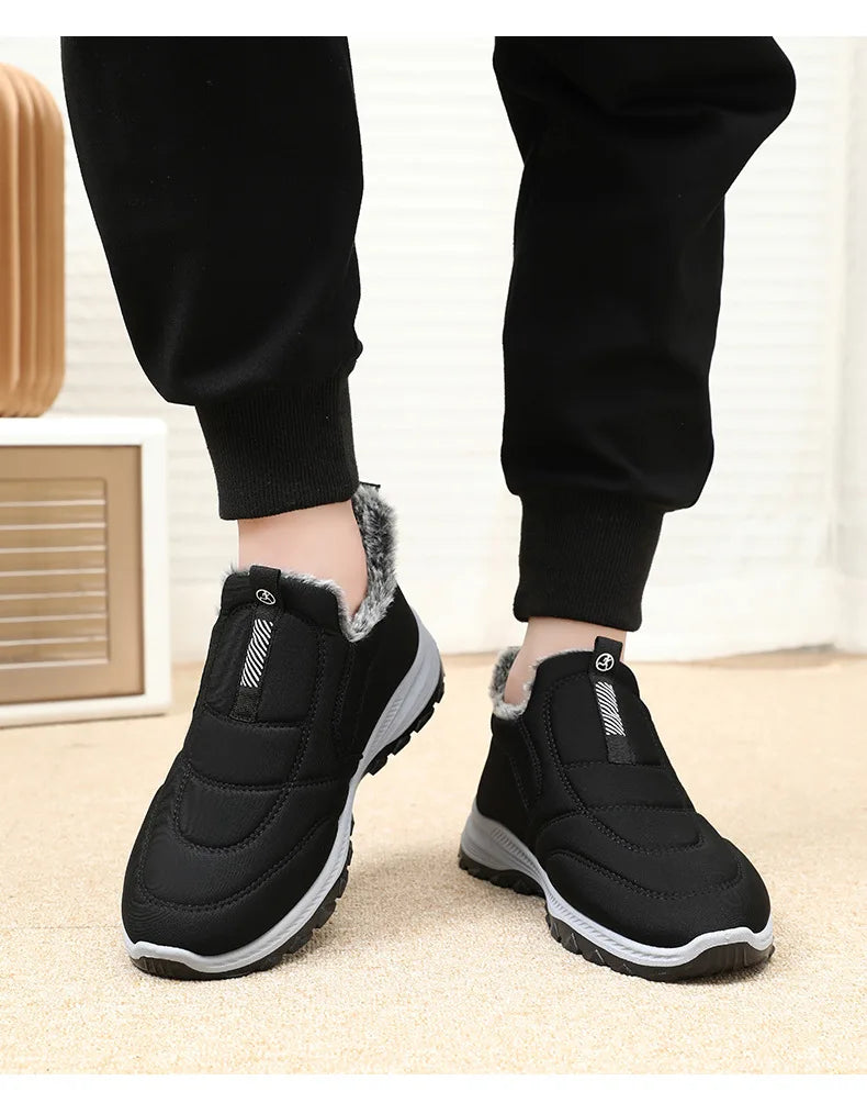 Women's Boots 2025 Winter Shoes For Women Ankle Boots Warm Fur Botas Mujer Waterproof Low Heels Snow Boots Winter Flat Shoes