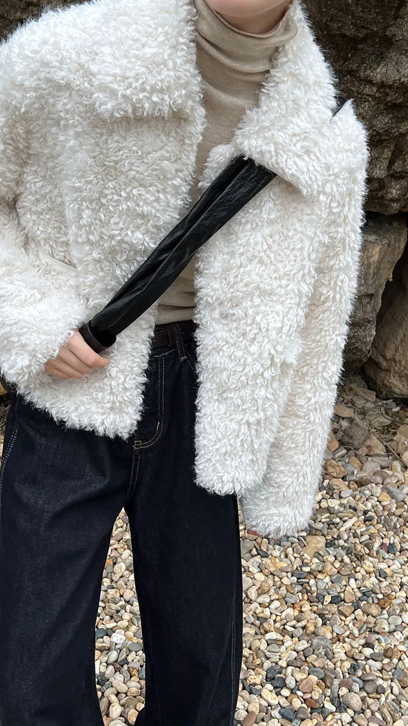 2024 Women Winter Warm Coat Furry Lambswool Coat Turn Down Coat Thick Jacket Tops For Women Coat Casaco Feminino