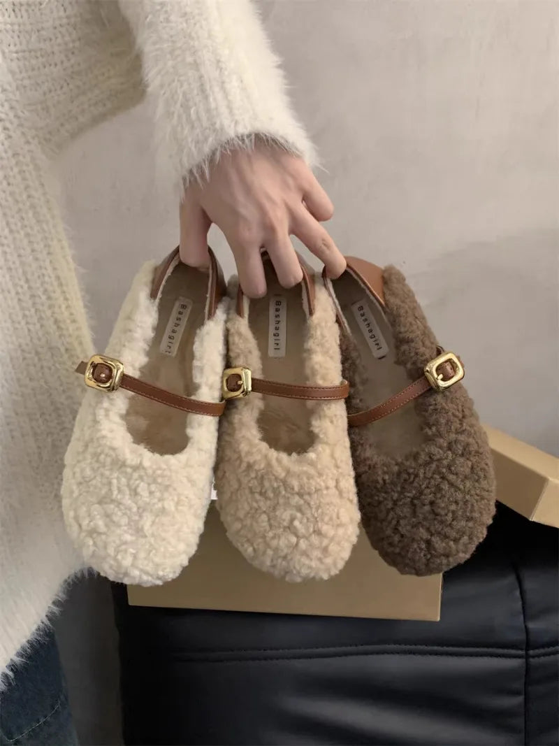 Winter Shoes Women Round Toe Slip-on Female Footwear Loafers Fur Casual Sneaker Autumn Modis Slip on Dress Moccasin New Fall