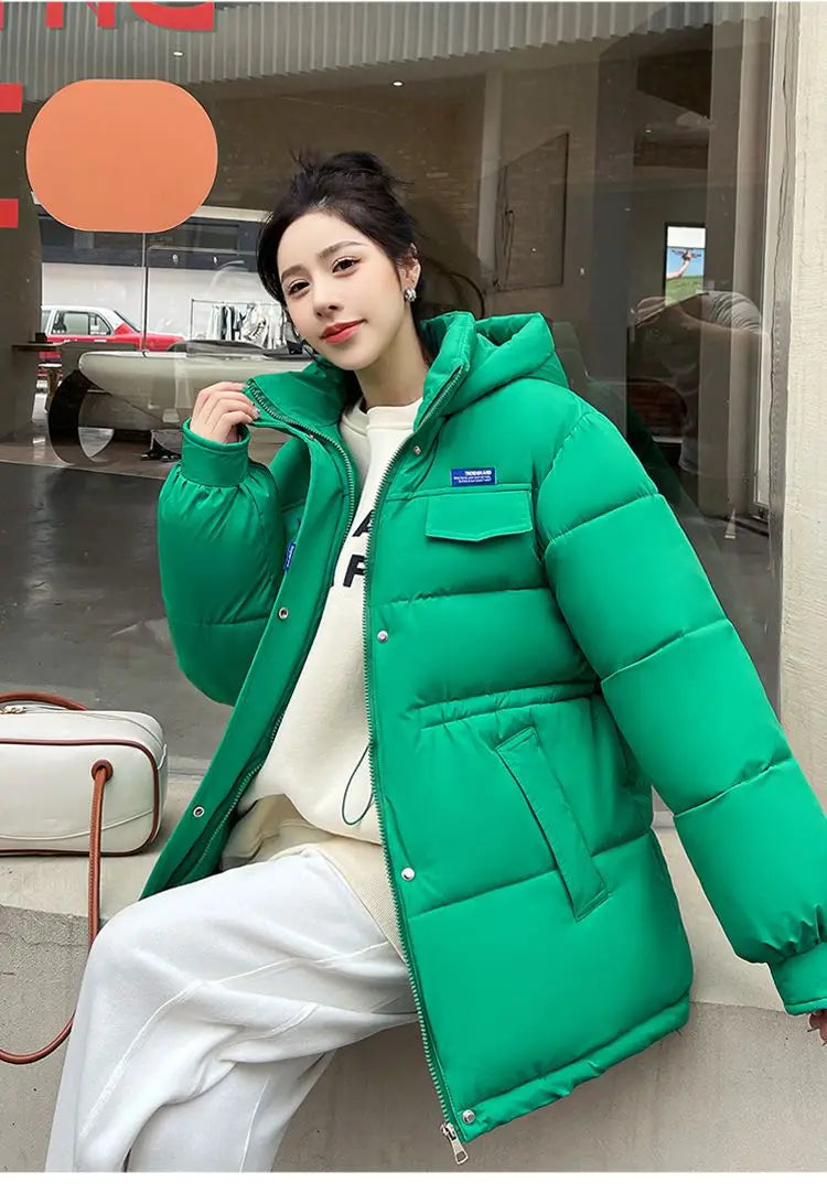 New Winter Women Down Cotton Jackets Casual Oversized Parkas Thick Warm Hooded Pattern Coats Female Winter Outwear Sports Parkas