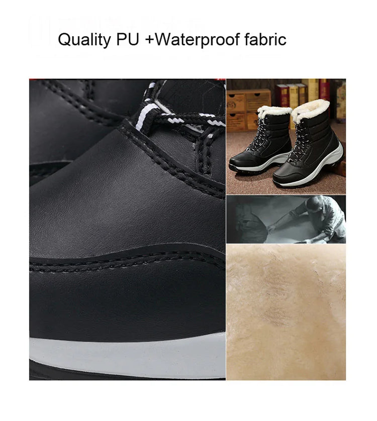 Boots Heels Winter Boots Women Lightweight Snow Boots Fur Combat Platform Botas Mujer Ankle Footwear Short Winter Shoes Woman