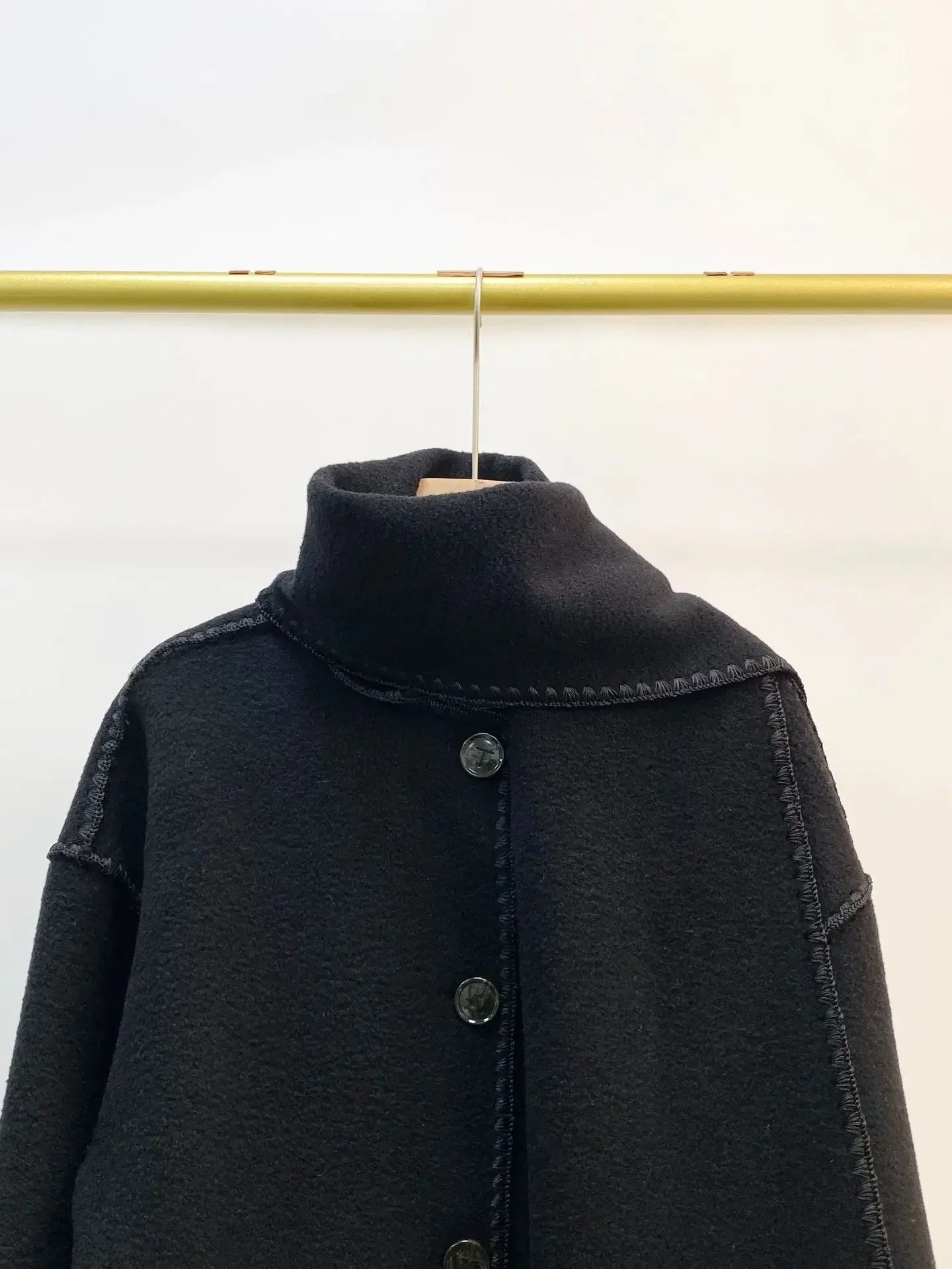 Winter Woolen Jacket New Contrast Color Embroidery Scarf Coats for Women