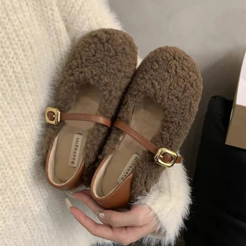 Winter Shoes Women Round Toe Slip-on Female Footwear Loafers Fur Casual Sneaker Autumn Modis Slip on Dress Moccasin New Fall