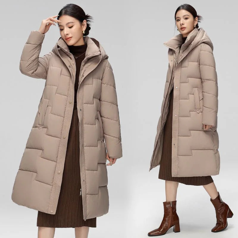 Long Winter Down Cotton Jacket For Women Winter Coat Jacket Warm Down Cotton Parkas 2025 New Female Slim Women's Hooded Overcoat