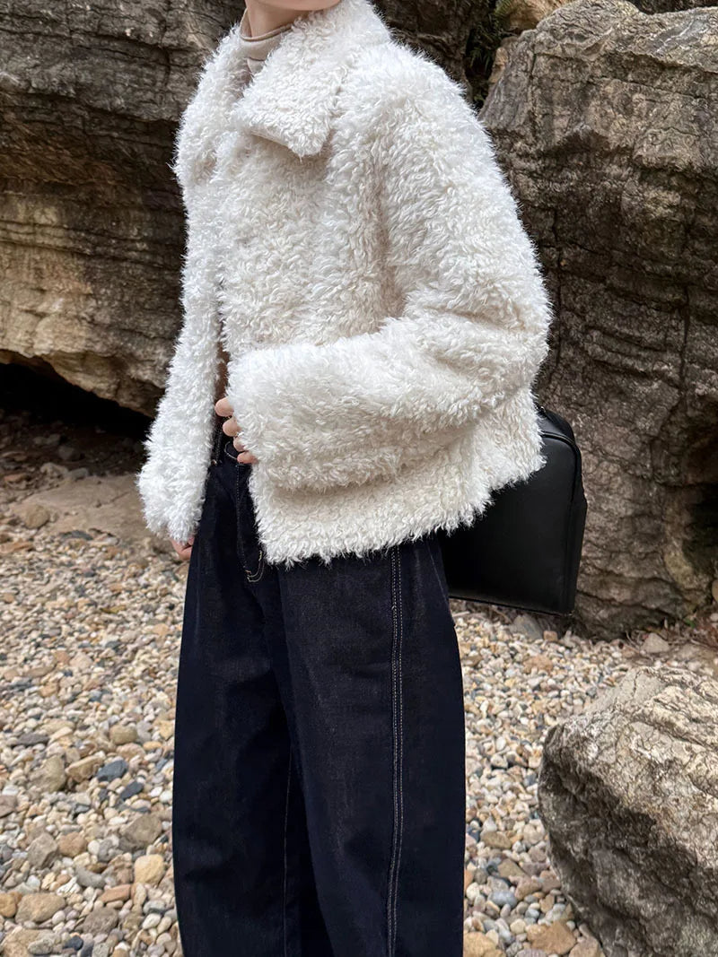 2024 Women Winter Warm Coat Furry Lambswool Coat Turn Down Coat Thick Jacket Tops For Women Coat Casaco Feminino