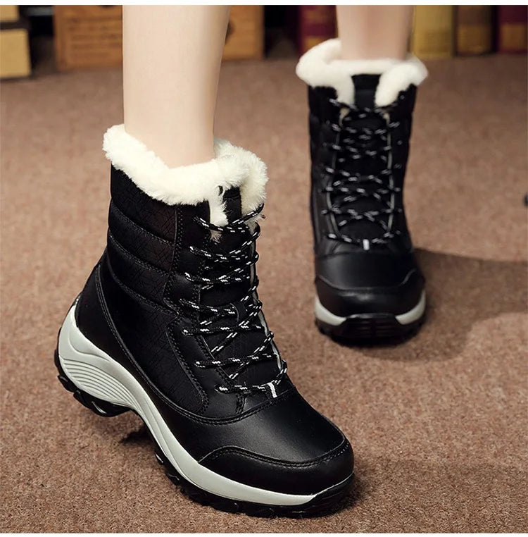 Boots Heels Winter Boots Women Lightweight Snow Boots Fur Combat Platform Botas Mujer Ankle Footwear Short Winter Shoes Woman