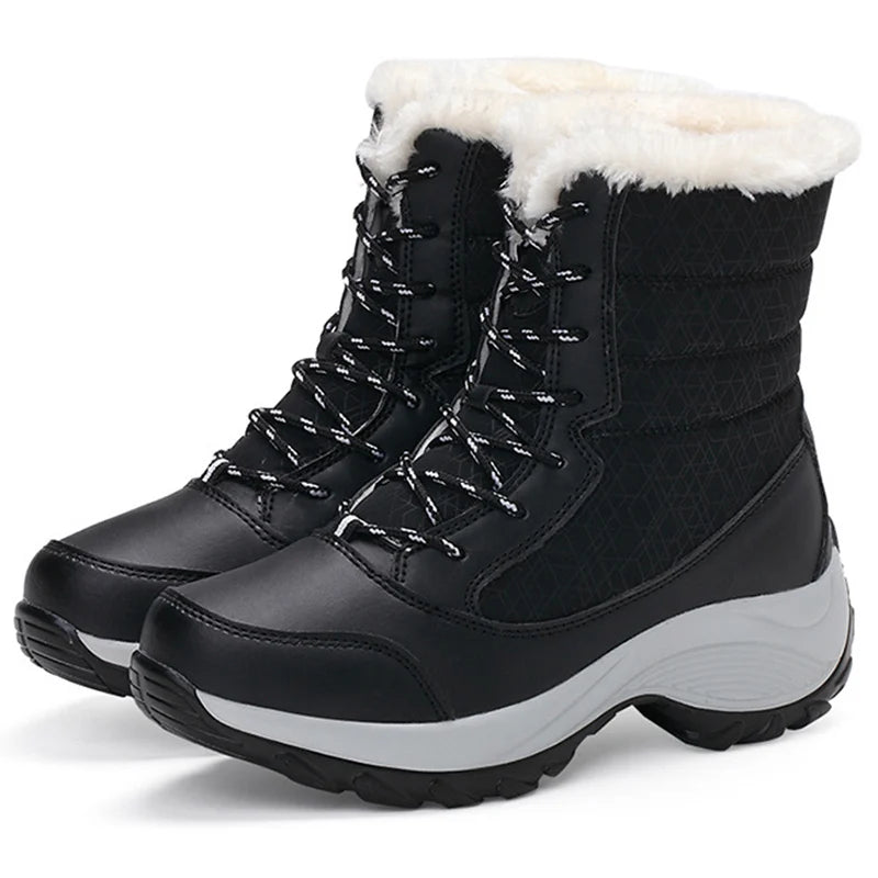 Boots Heels Winter Boots Women Lightweight Snow Boots Fur Combat Platform Botas Mujer Ankle Footwear Short Winter Shoes Woman