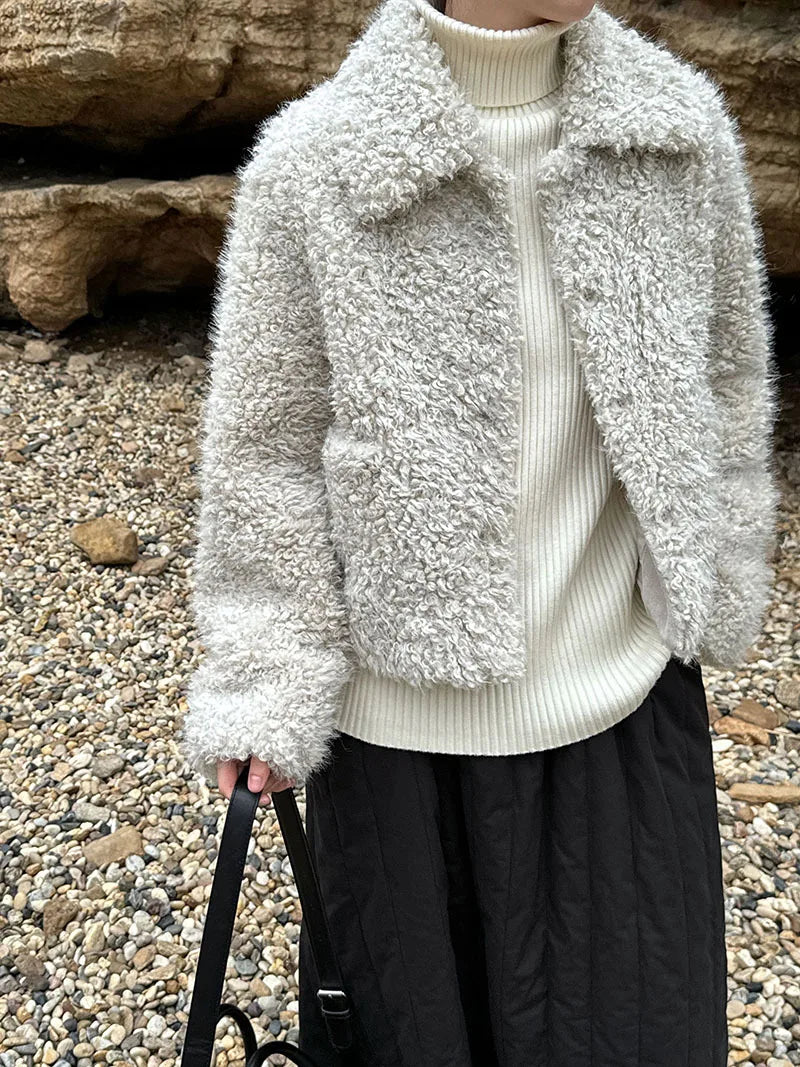 2024 Women Winter Warm Coat Furry Lambswool Coat Turn Down Coat Thick Jacket Tops For Women Coat Casaco Feminino