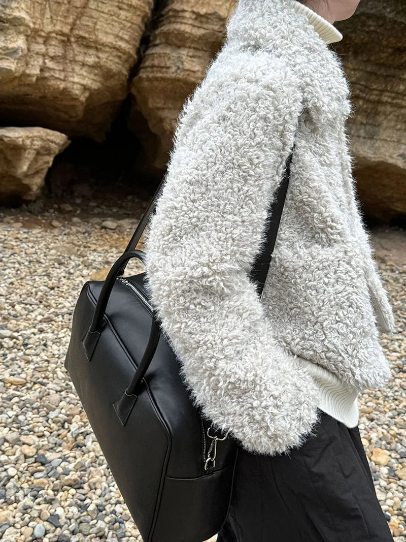 2024 Women Winter Warm Coat Furry Lambswool Coat Turn Down Coat Thick Jacket Tops For Women Coat Casaco Feminino