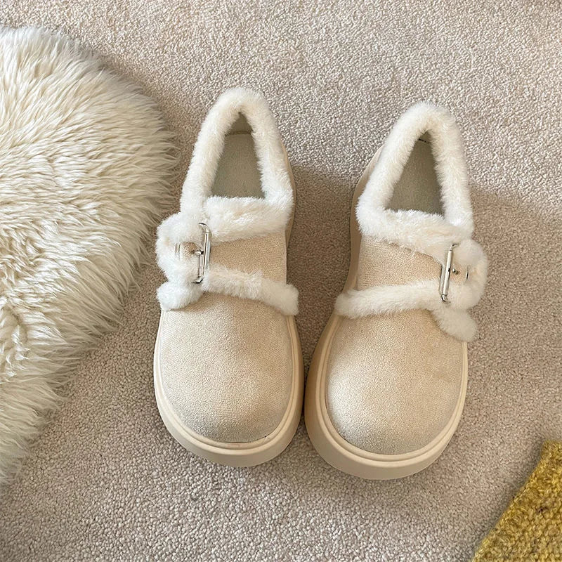 Snow boots for women in autumn and winter of 2025 new retro style with thick velvet and versatile warm cotton shoes