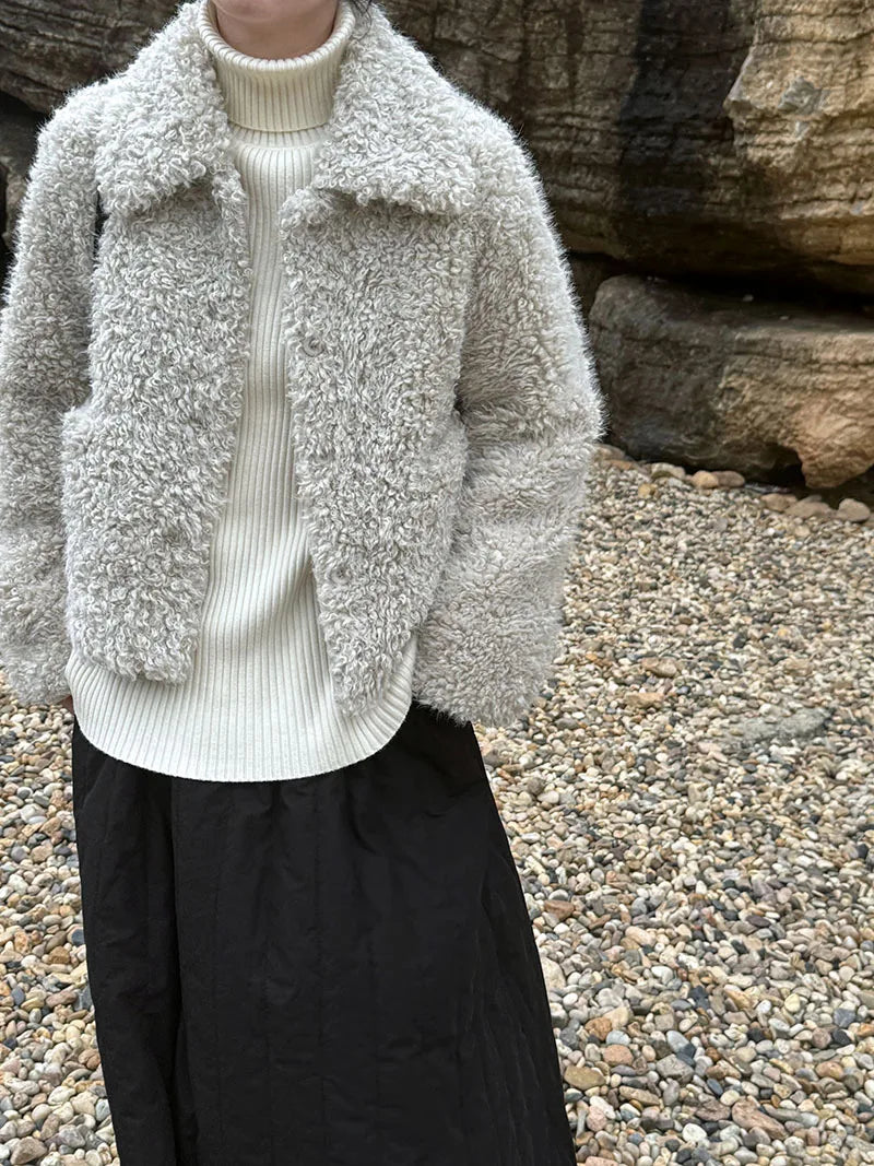 2024 Women Winter Warm Coat Furry Lambswool Coat Turn Down Coat Thick Jacket Tops For Women Coat Casaco Feminino