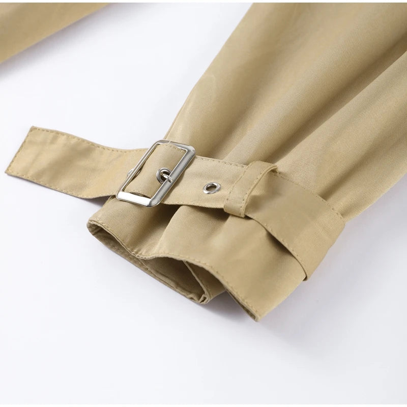 Chic Punk Trench Coat For Women Full Sleeve Loose Hooded Crop Coat Lapel Bat Sleeve Long Coats 2025 New Lady Y2k Fall Outwears