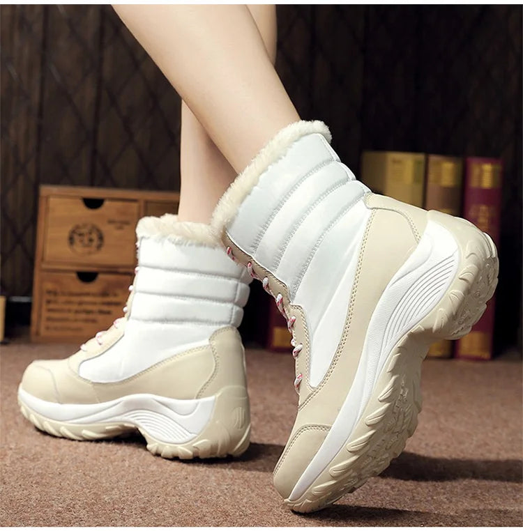Boots Heels Winter Boots Women Lightweight Snow Boots Fur Combat Platform Botas Mujer Ankle Footwear Short Winter Shoes Woman