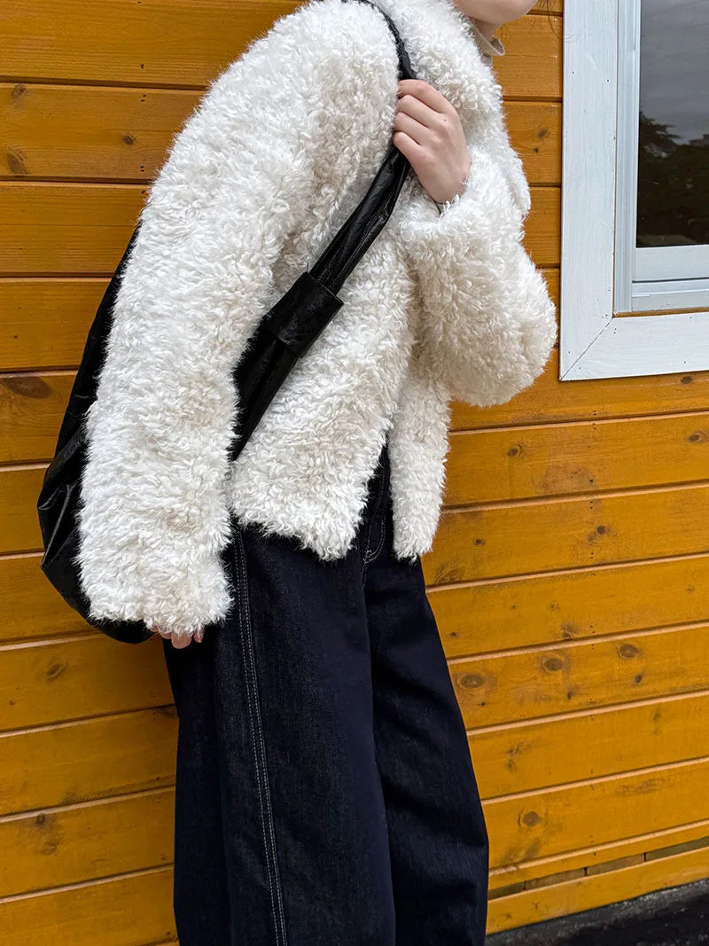 2024 Women Winter Warm Coat Furry Lambswool Coat Turn Down Coat Thick Jacket Tops For Women Coat Casaco Feminino